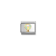 Nomination Classic Link with yellow-gold hot air balloon and blue/pink enamel