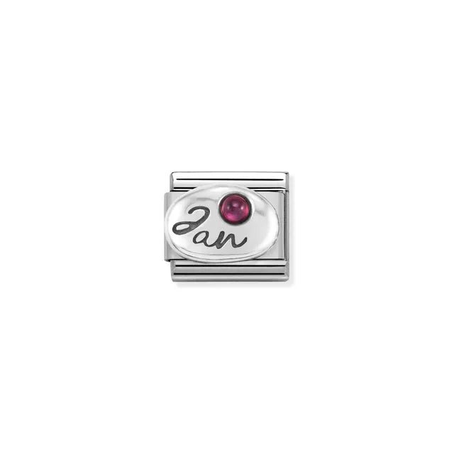 Nomination Classic Link January birthstone garnet in sterling silver, Composable bracelet charm