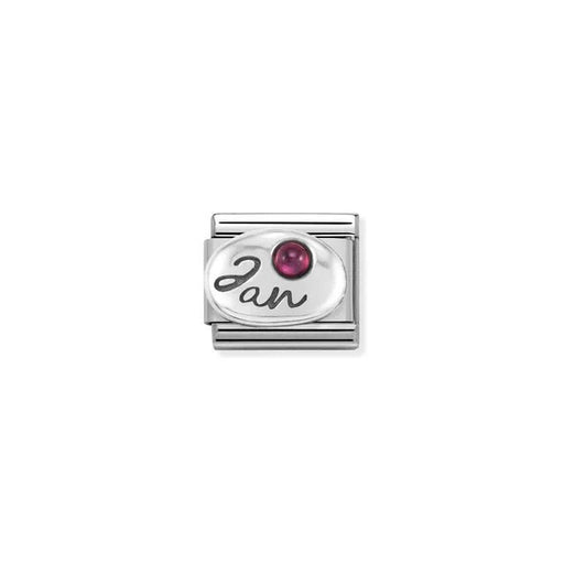 Nomination Classic Link January birthstone garnet in sterling silver, Composable bracelet charm