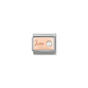Nomination Classic Link June pearl birthstone charm on rose-gold plate engraved June, stainless steel, for Composable Nomination bracelets