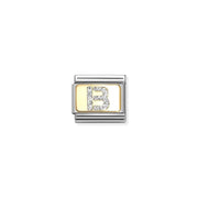 Nomination Classic Link Letter B on yellow-gold plate with silver glitter – charm for Nomination Bracelets.