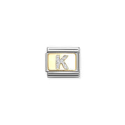 Nomination Classic Link Letter K on yellow-gold plate with silver glitter – charm for Nomination Bracelets.