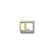 Nomination Classic Link Letter L on yellow-gold plate with silver glitter – charm for Nomination Bracelets.