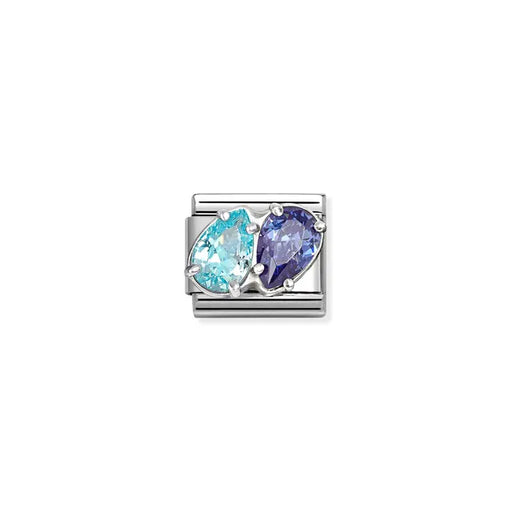 Nomination Classic Link Light Blue Blue Twin Drops cubic zirconia charm