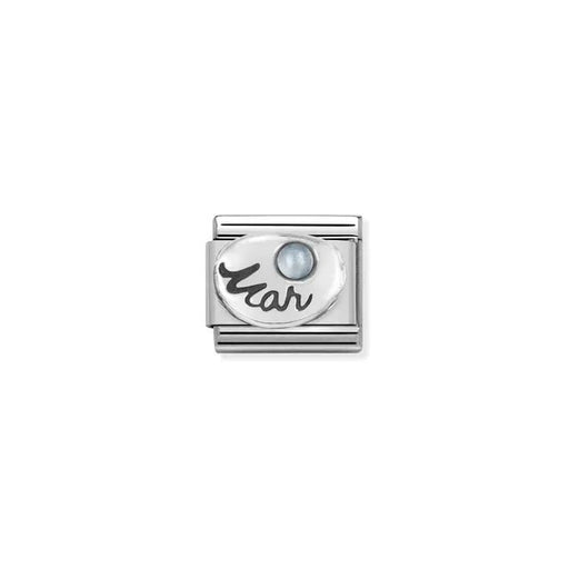 Nomination Classic Link March birthstone aquamarine in sterling silver, Composable bracelet charm