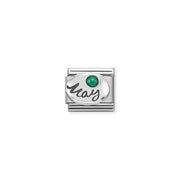 Nomination Classic Link May birthstone emerald in sterling silver, Composable bracelet charm