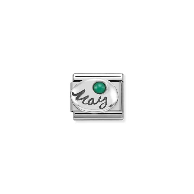 Nomination Classic Link May birthstone emerald in sterling silver, Composable bracelet charm