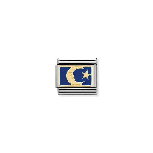 Nomination Classic Link with yellow-gold moon and star on blue enamel