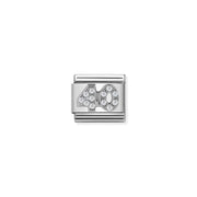 Nomination Classic Link number 40 in sterling silver with white cubic zirconia, Composable bracelet charm