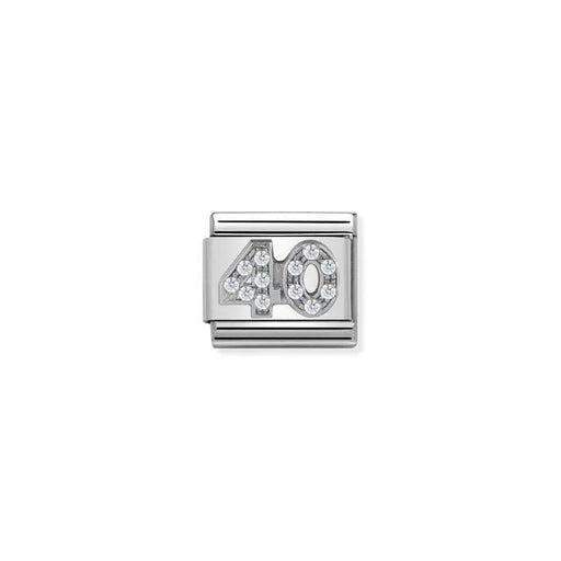 Nomination Classic Link number 40 in sterling silver with white cubic zirconia, Composable bracelet charm