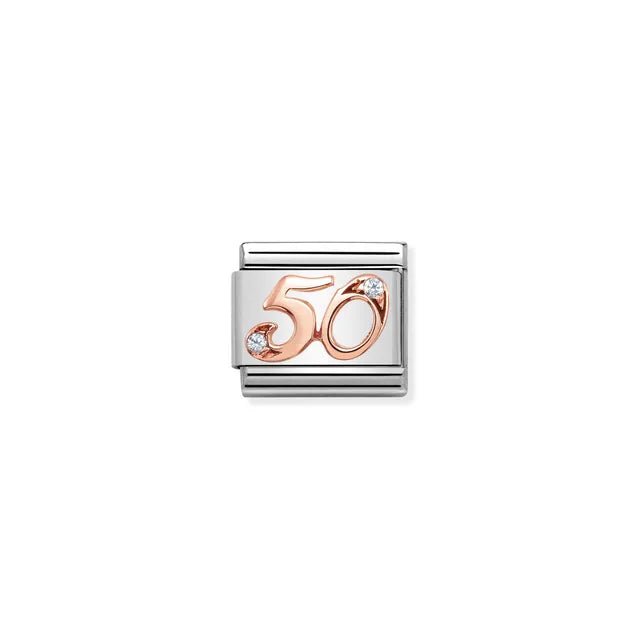 Nomination Composable Link - Number 50 In Rose Gold And Cubic Zirconia
