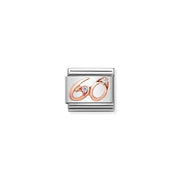 Nomination Classic Link charm showing rose-gold number 60 with white cubic zirconia on stainless steel.