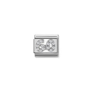 Nomination Classic Link number 60 in sterling silver with white cubic zirconia, Composable bracelet charm