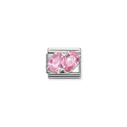Nomination Classic Link Pink Twin Drops cubic zirconia charm