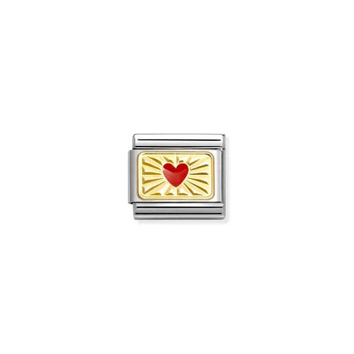 Nomination Classic Link radiant heart in yellow gold with red enamel – charm for Nomination Bracelets.
