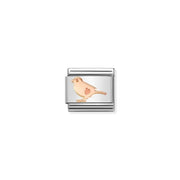 Nomination Classic Link with rose-gold bird and heart on stainless-steel base