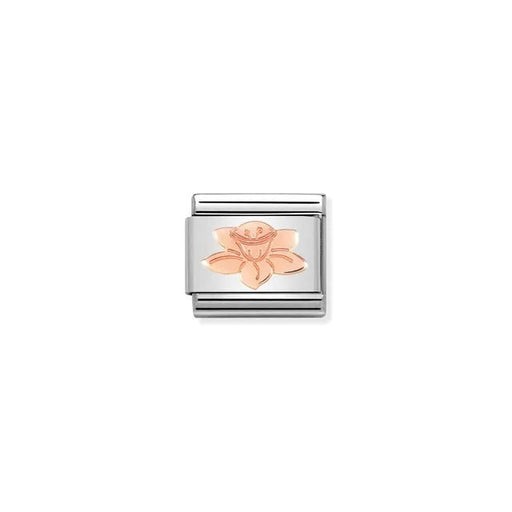 Nomination Classic Link with rose-gold daffodil on stainless-steel base