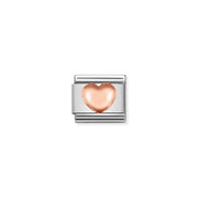 Nomination Classic Link with domed rose-gold heart on stainless-steel base