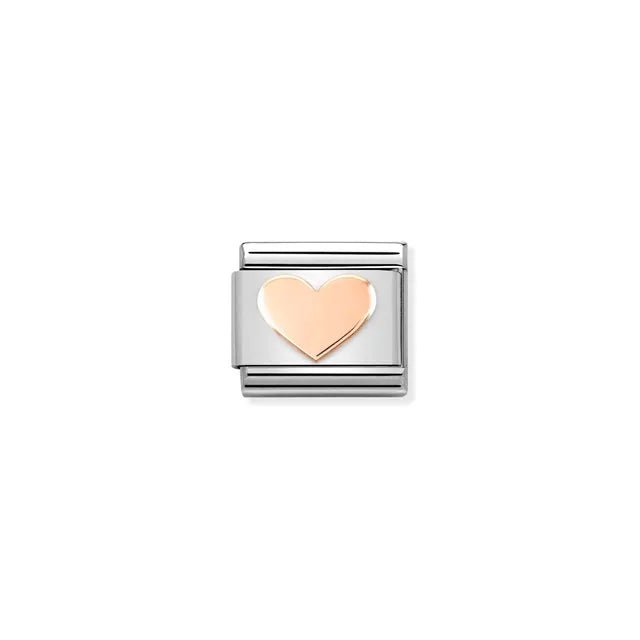 Nomination Classic Link with rose-gold heart on stainless-steel base