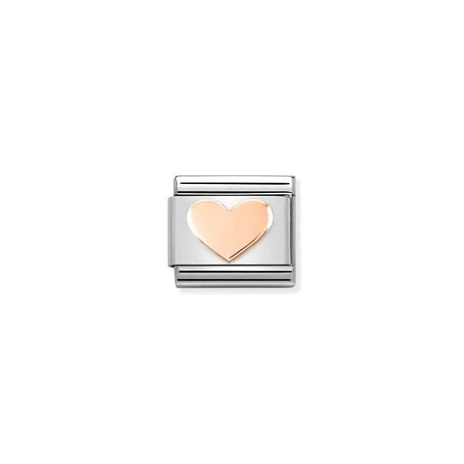 Nomination Classic Link with rose-gold heart on stainless-steel base