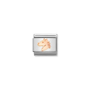 Nomination Classic Link with rose-gold horse head on stainless-steel base