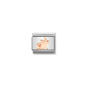 Nomination Classic Link with rose-gold rabbit and heart on stainless-steel base