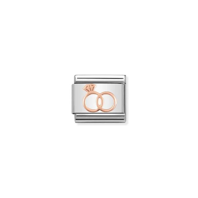 Nomination Classic Link with rose-gold wedding and engagement rings on stainless steel