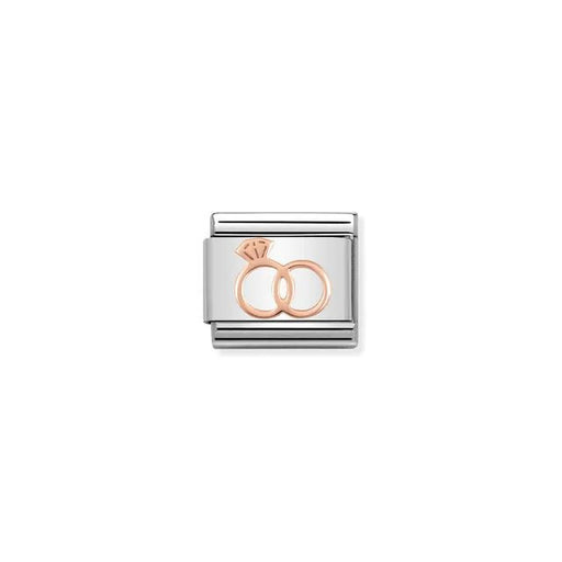 Nomination Classic Link with rose-gold wedding and engagement rings on stainless steel
