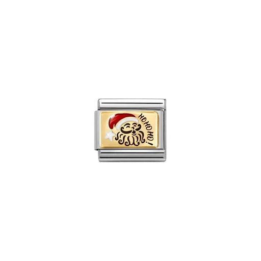 Nomination Classic Link Santa Ho Ho Ho enamel charm on yellow-gold plate, stainless steel, compatible with Composable Nomination bracelets