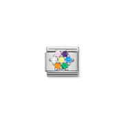Nomination Classic Link rainbow flower in silver with coloured cubic zirconia – charm for Nomination Bracelets.