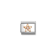 Nomination Classic Link star in bonded rose gold with white cubic zirconia, Composable bracelet charm