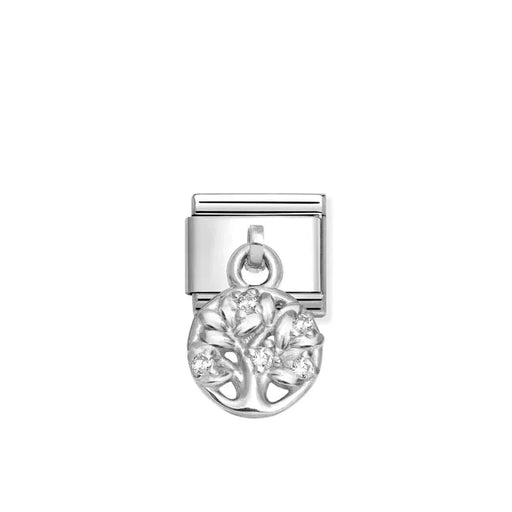 Nomination Classic Link with sterling-silver Tree of Life pendant and white cubic zirconia, Composable bracelet charm