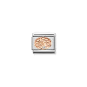 Nomination Classic Link with rose-gold Tree of Life and white cubic zirconia on stainless steel