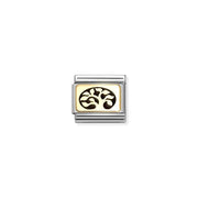 Nomination Classic Link with Tree of Life symbol on yellow-gold plate and black enamel for Composable bracelets.