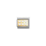 Nomination Classic Link with yellow-gold plaque and white enamel hearts
