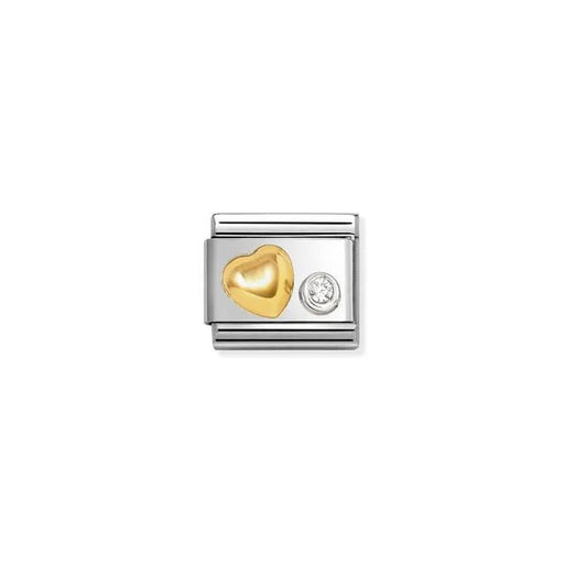 Nomination Classic Link with bonded yellow gold heart and single white CZ set in sterling silver