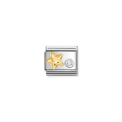 Nomination Classic Link with bonded yellow gold star and single white CZ set in sterling silver