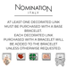 Nomination notice: at least one decorated Link must be purchased with a base bracelet; links are added unless requested.