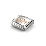 Nomination Classic rose gold stars charm with silvery glitter enamel