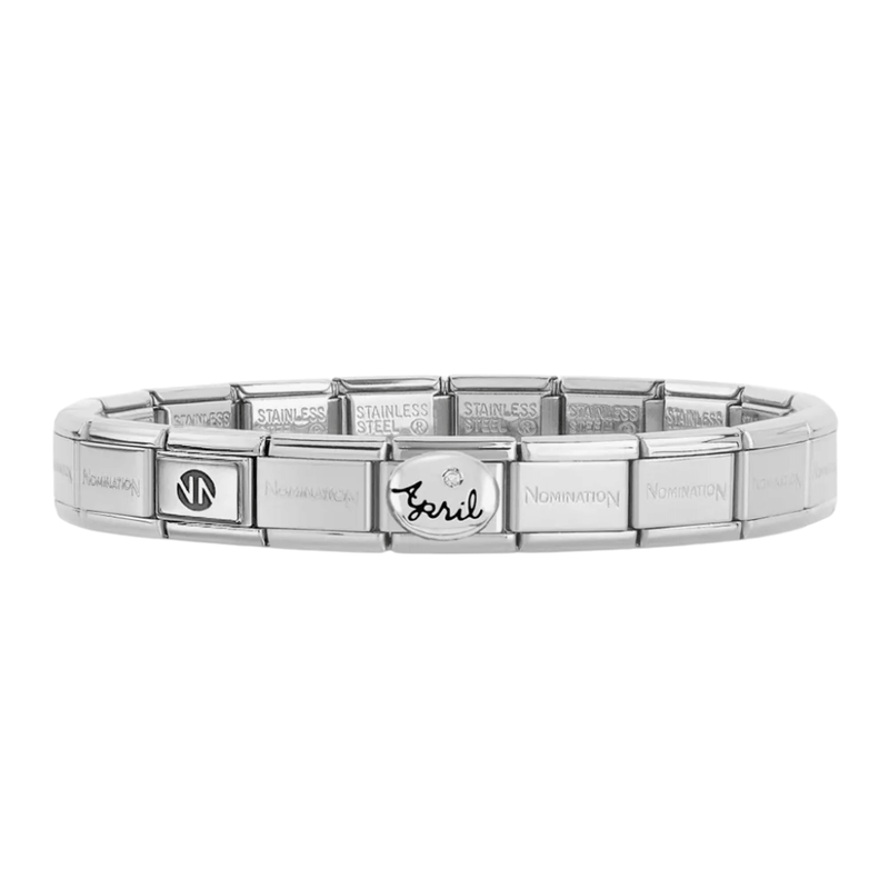 Nomination Classic Silver April Birthstone Bracelet in stainless steel and sterling silver