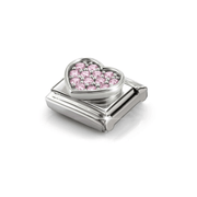 Nomination silver and pink cubic zirconia heart charm on a Classic Composable bracelet