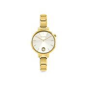 Nomination Classicgold Composable watch with gold-tone strap, silver sunray dial and cubic zirconia detail.