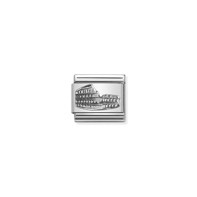 Nomination Classic link charm with Rome Colosseum in silver detail on stainless steel