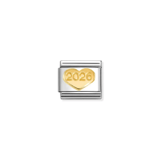 Nomination Composable Classic 2026 Gold Heart Link charm front view
