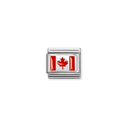 Nomination Composable Classic Canada Flag Link charm with red enamel maple leaf
