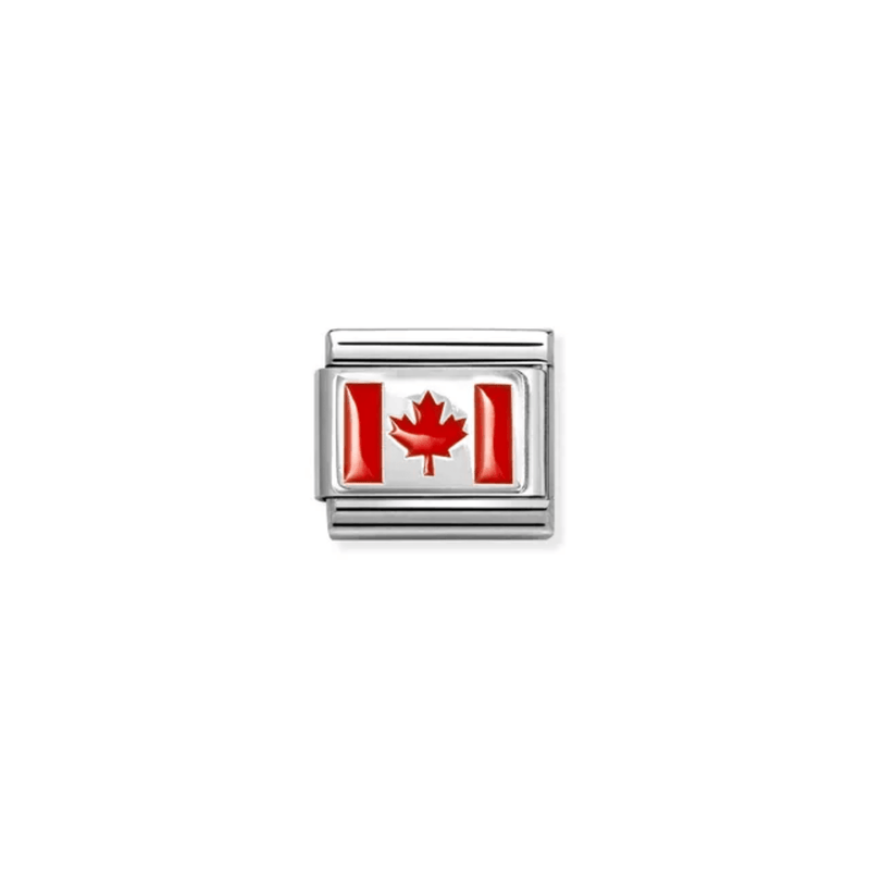 Nomination Composable Classic Canada Flag Link charm with red enamel maple leaf
