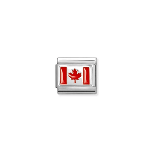 Nomination Composable Classic Canada Flag Link charm with red enamel maple leaf
