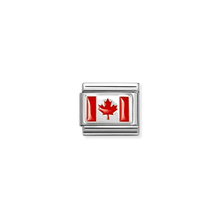 Nomination Composable Classic Canada Flag Link charm with red enamel maple leaf
