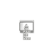 Nomination Composable Classic CZ Letter E Pendant Link Charm with white stones