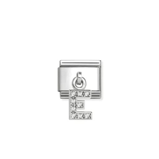 Nomination Composable Classic CZ Letter E Pendant Link Charm with white stones